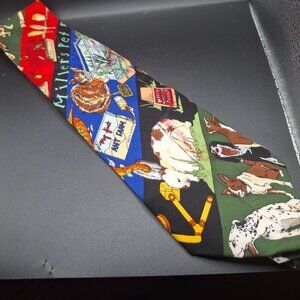 Nicole Miller Silk Novelty Tie 1993 With Abstract Animal Pet Print 57 x 4 inches